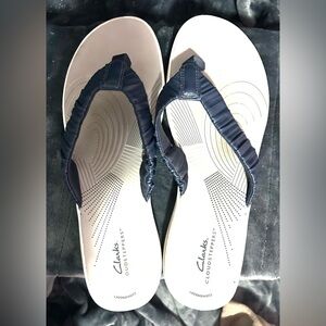 Clarks Women's White and Blue Sandals
